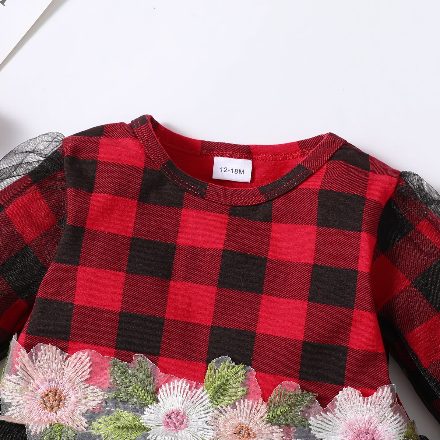 Baby Girls Dress 1PCS Autumn Dress Floral Plaid Print Splice Dress  132206456