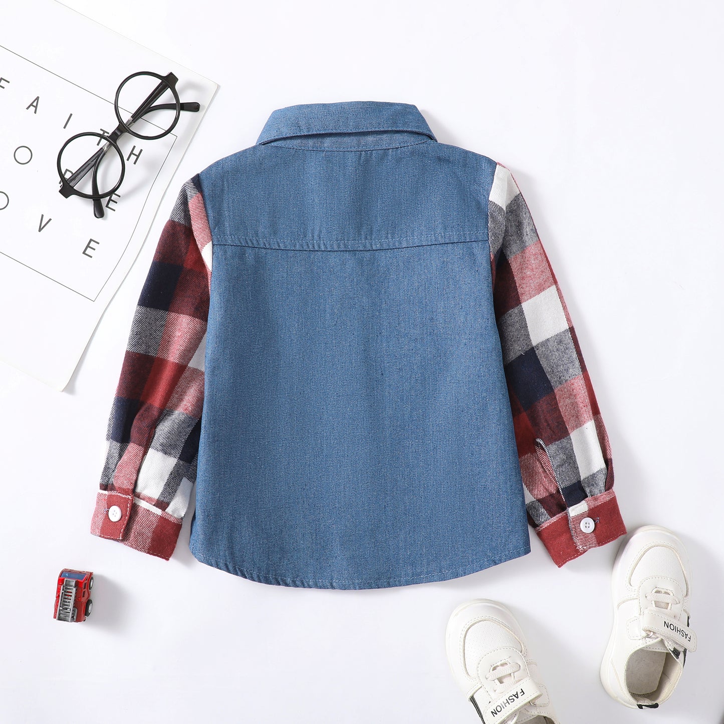Baby Boys Clothes Plaid Print Turn Down Collar Shirt 1Pcs Gentle Outfits Blue Red Plaid 232206007