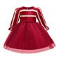 Princess Dress For Little Baby Girls Stripe Long Sleeve Winter Round Neck Performance Dress One Piece Party Dress Red 2396