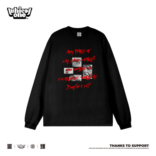 Customized Long Sleeve Round Neckline Face Part, black, white, pure cotton, matching outfits, whatever design you wantDZ2210CX