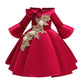 Toddler Baby Girls Princess Dress Embroidery Bow Long Sleeve Dress 1PCS Princess Dress 6322