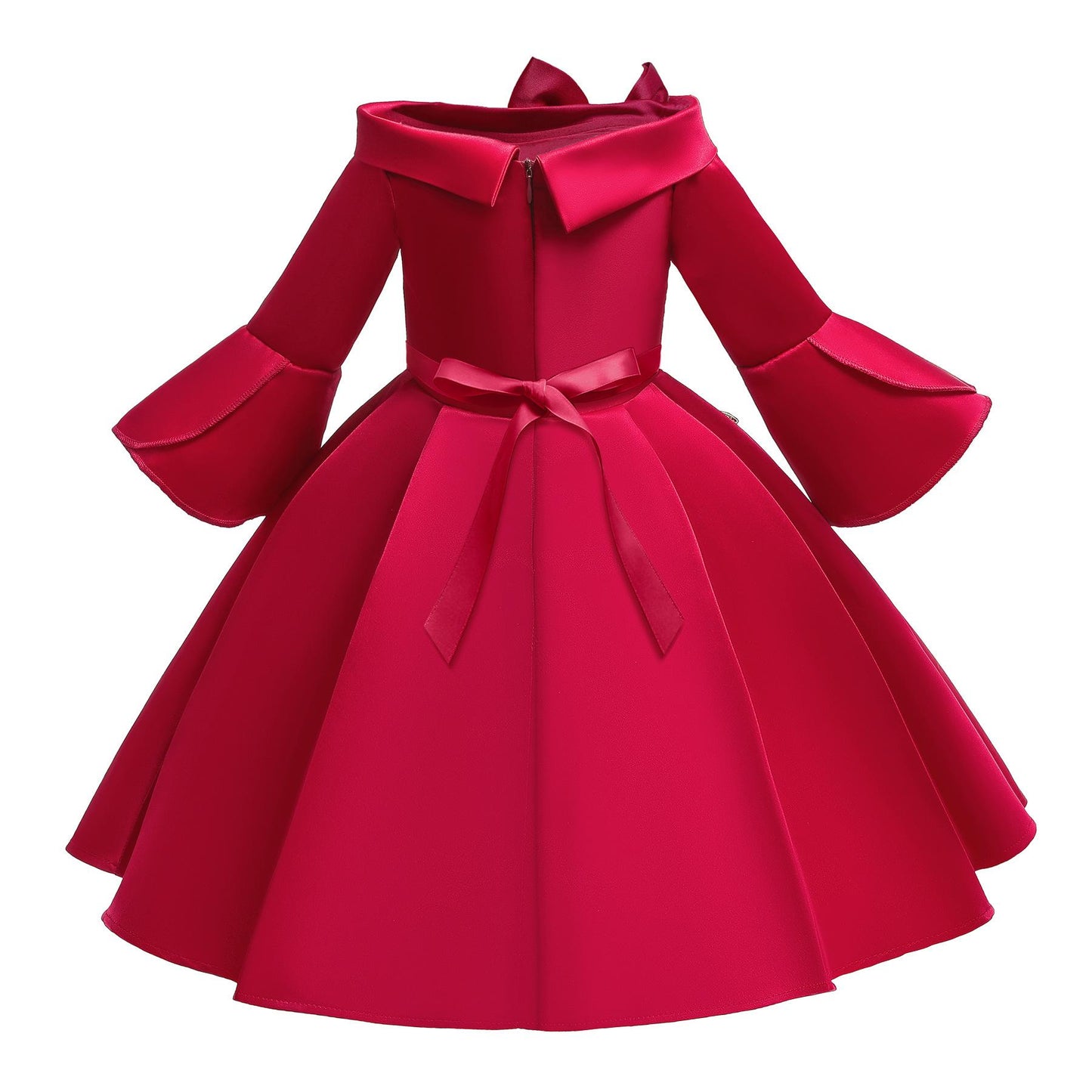 Toddler Baby Girls Princess Dress Embroidery Bow Long Sleeve Dress 1PCS Princess Dress 6322