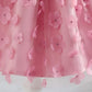 Baby Girls Princess Dress Embroidered Ruffle Sleeve Gazue Party One Piece Performance Dress Pink 2916