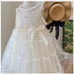 Kids Fashion Girls' Dress Summer Sleeveless Strap Dress Princess Dress White 22X074