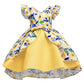 Girls Dress Pink Floral Print Children's Clothing Children's Dress Flying Sleeve Children's Princess Dress 8310