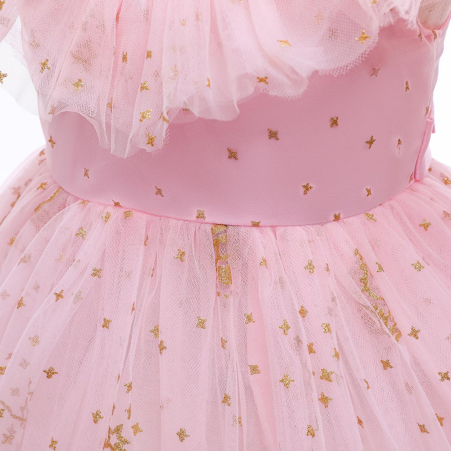Girls Dress Children's Wear Pink Crown Sequin Princess Dress Mesh Catwalk Dress Dress 8277