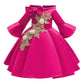 Toddler Baby Girls Princess Dress Embroidery Bow Long Sleeve Dress 1PCS Princess Dress 6322