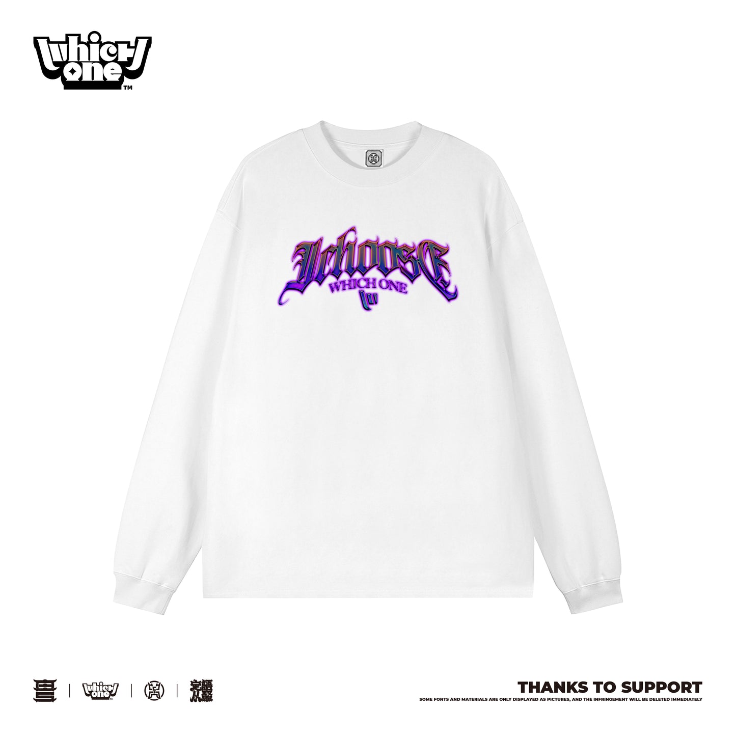 Customized Long Sleeve Round Neckline, fluorescent name, black, white, pure cotton, matching outfits, whatever design you wantDZ2212CX