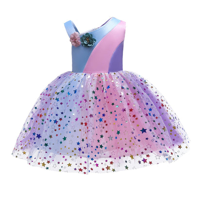 Girls Dress Children Baby Rainbow Mesh Skirt Girls Princess Dress3217