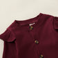 Baby Girls Romper Jumpsuit Onesies Bodysuit Solid Color Long Sleeve Round Neck Romper Red MO197643-1