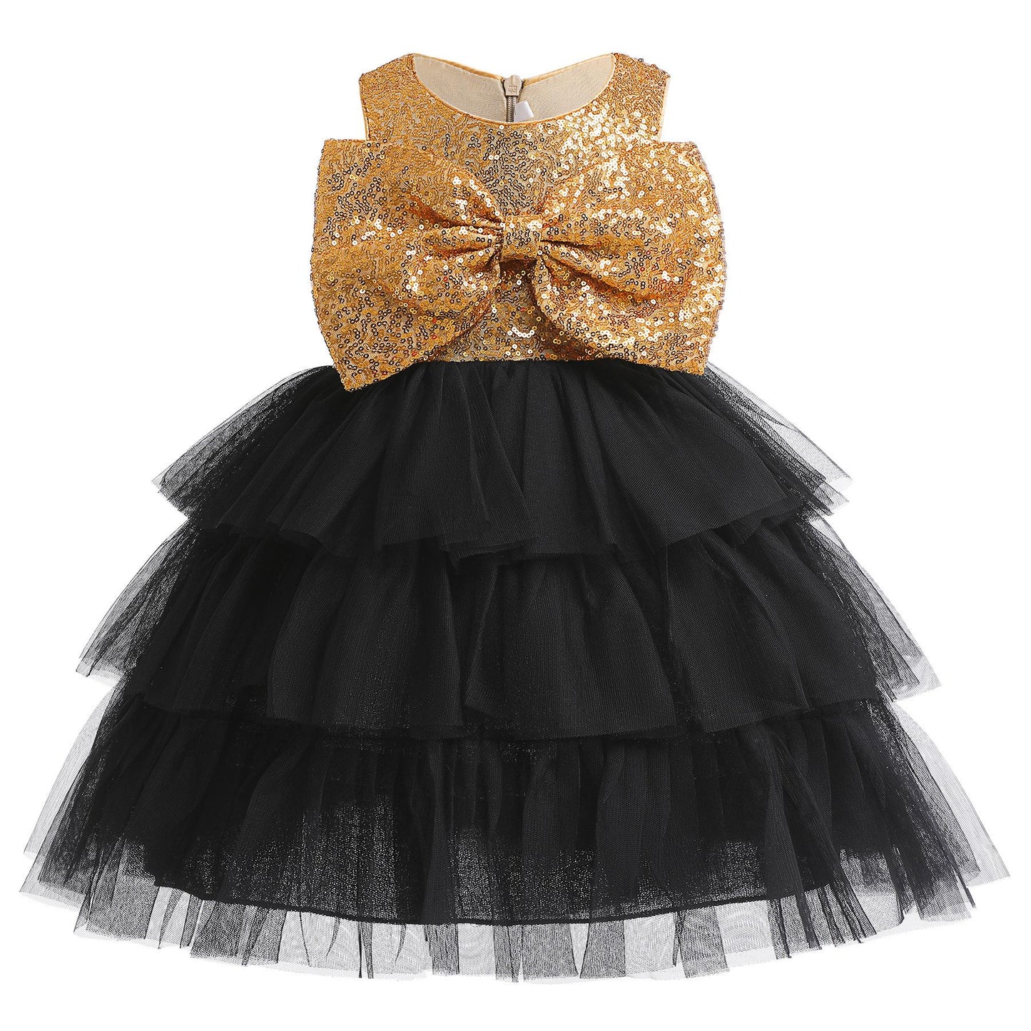 Toddler Baby Girls Princess Dress Sequins Bow Sleeveless Gauze Dress 1PCS Princess Dress 2855
