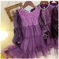 Baby Girls Dress Long Sleeve Princess Gauze One Piece Winter Dress Purple 800030