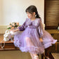 Baby Girls Ins Style Long Sleeve Princess Dress Puffy Dress Purple 2259