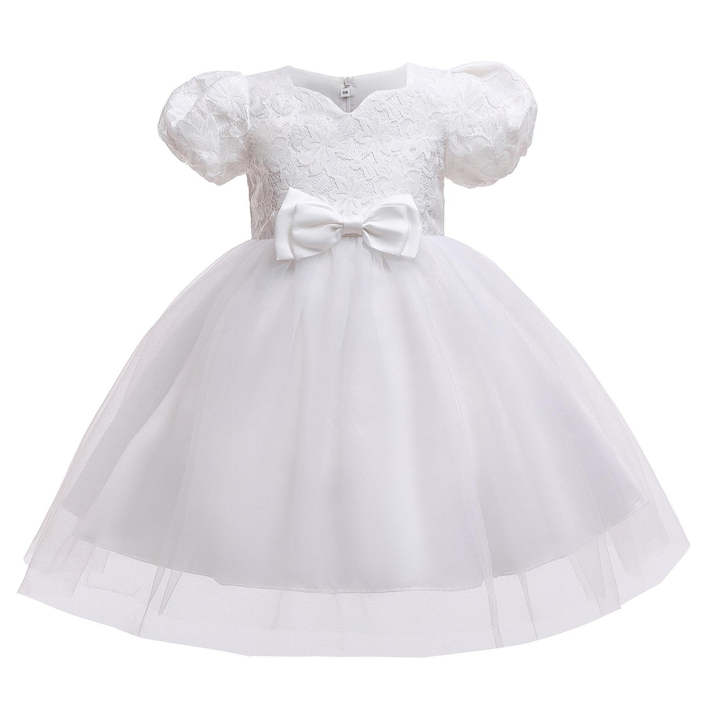 Girls Dress New Short Sleeve Children's Wear Birthday Princess Dress Puff Sleeve Mesh Dress2359