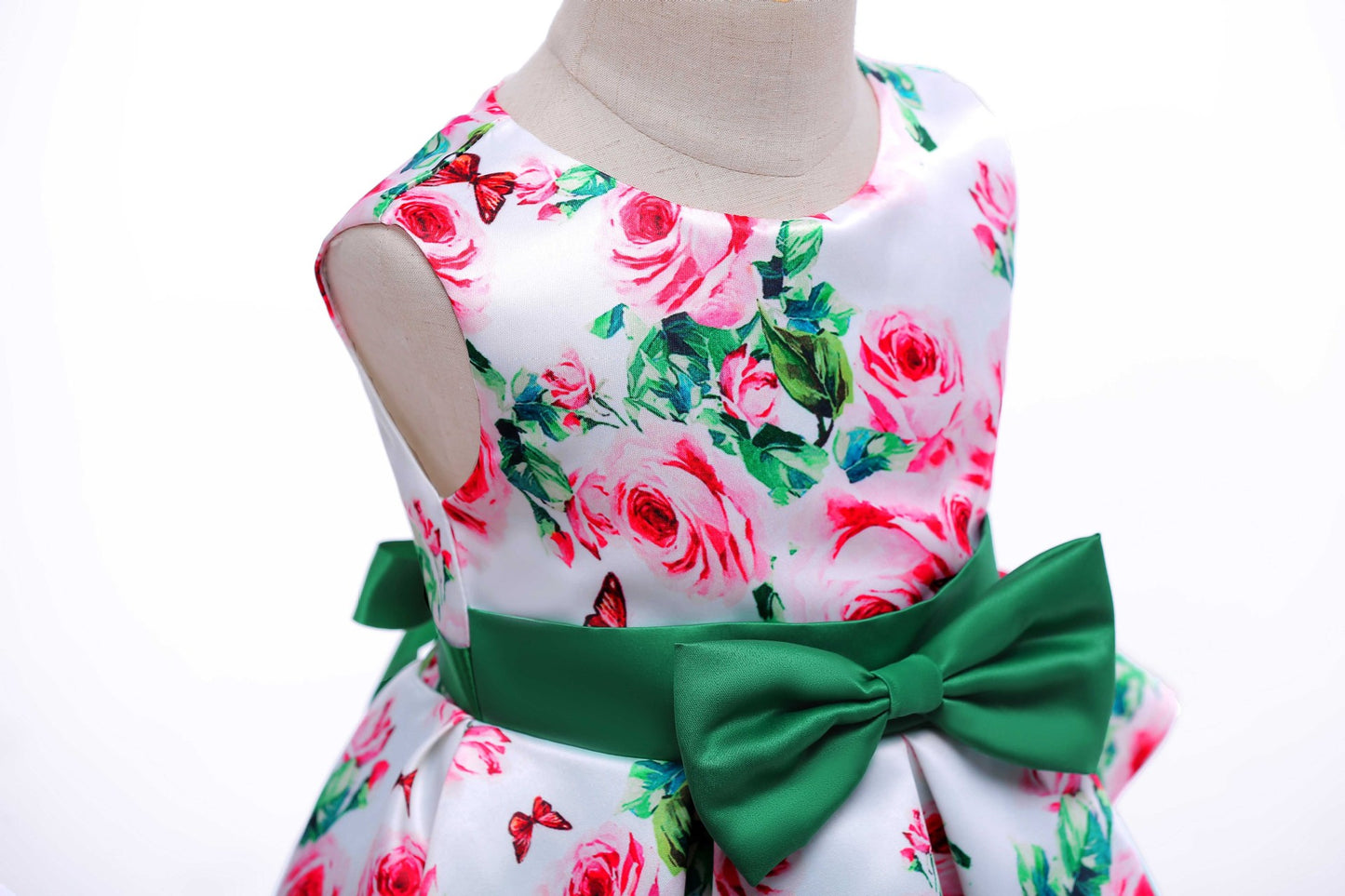 Baby Girls Princess Dress Floral Print Bow Sleeveless Round Neck Dress 1PCS Princess Dress 2586