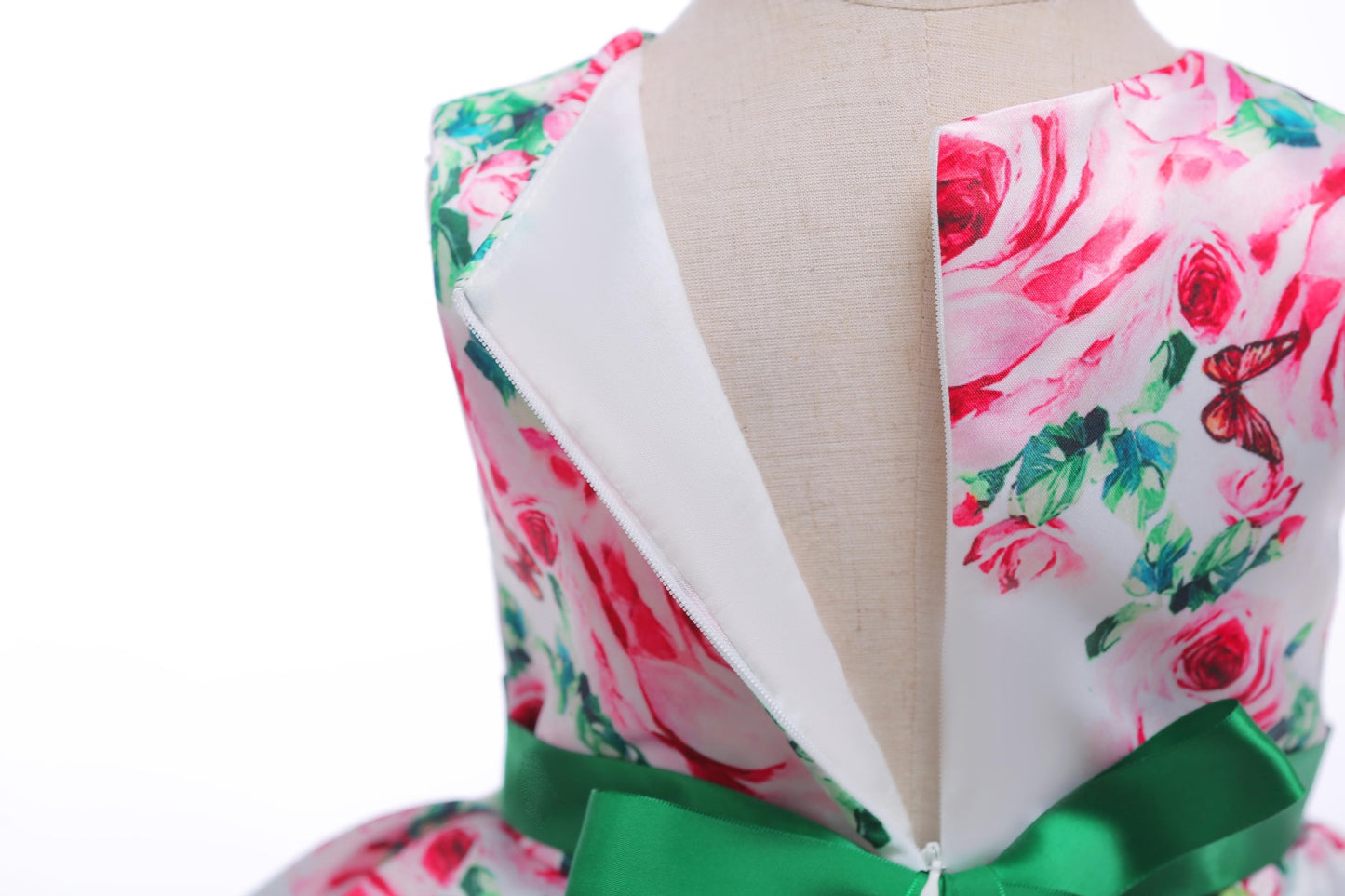 Baby Girls Princess Dress Floral Print Bow Sleeveless Round Neck Dress 1PCS Princess Dress 2586
