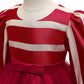 Princess Dress For Little Baby Girls Stripe Long Sleeve Winter Round Neck Performance Dress One Piece Party Dress Red 2396