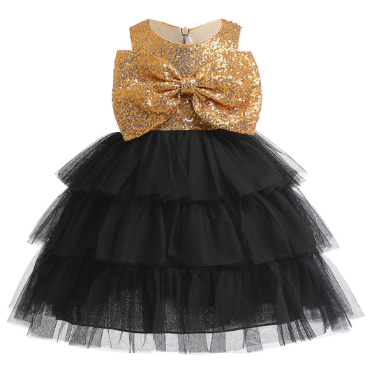 Toddler Baby Girls Princess Dress Sequins Bow Sleeveless Gauze Dress 1PCS Princess Dress 2855