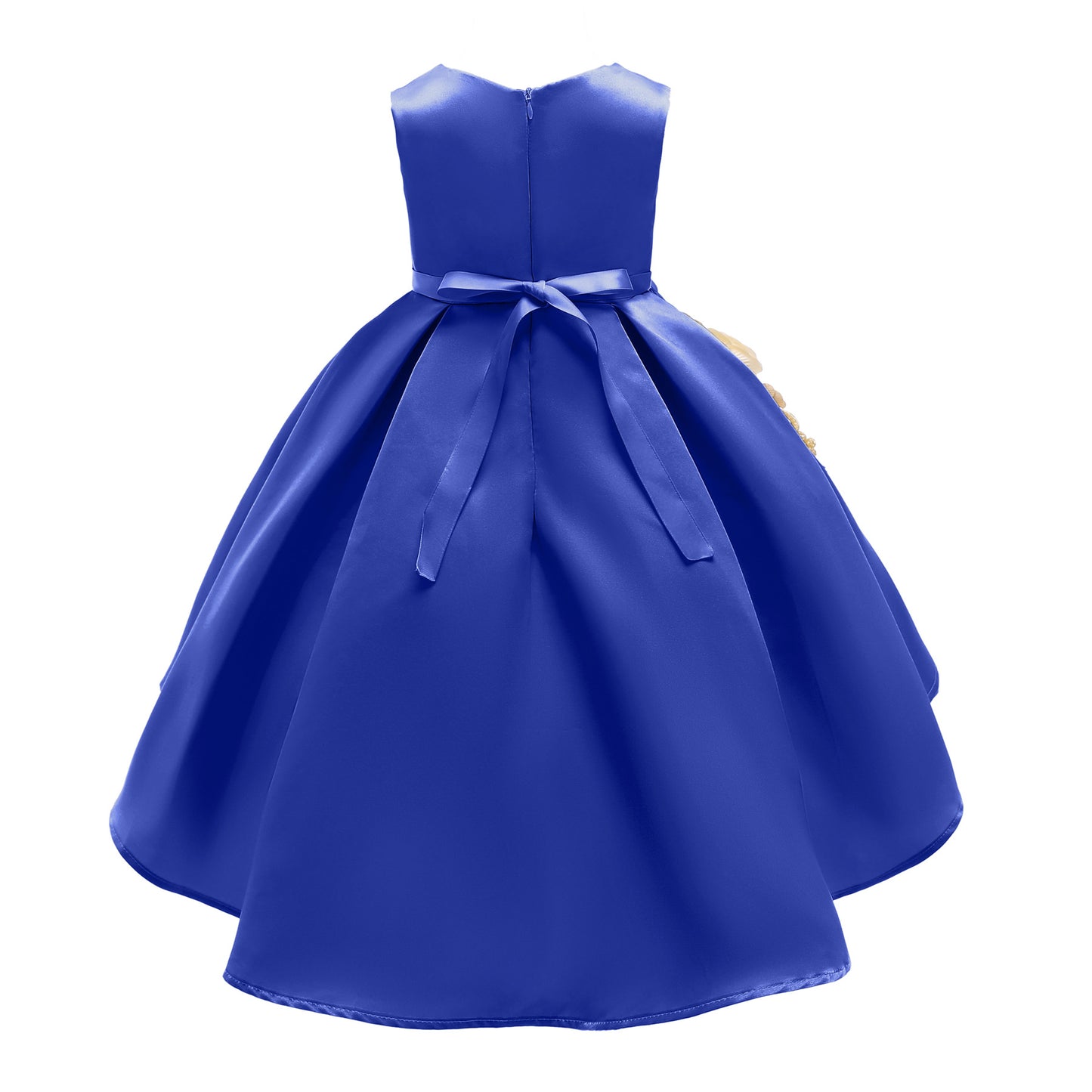 Kid Girls Princess Dress Solid Color Embroidery Sleeveless Round Neck Puffy Dress 1PCS Princess Dress-2948