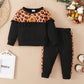 Baby Girls Outfits Long Sleeve Leopard Print Round Neck Top +Elastic Pants 2Pcs Clothes Set 32107161-1