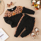Baby Girls Outfits Long Sleeve Leopard Print Round Neck Top +Elastic Pants 2Pcs Clothes Set 32107161-1