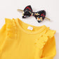 Baby Girls Outfits Solid Color Romper Top Sunflower Print Pants Headband 3Pcs Winter Clothes Set 32110704