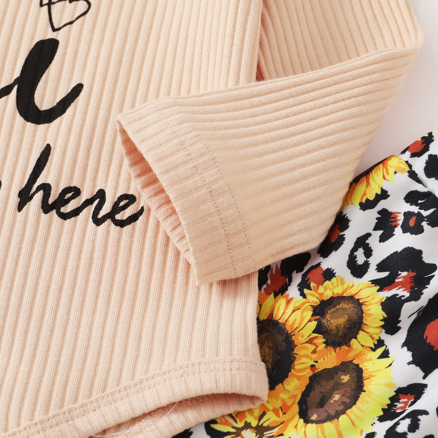 Baby Girls Outfits Khaki Color Romper Top Sunflower Print Pants Headband 3Pcs Winter Clothes Set DU32106022