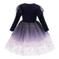 Little Girls Princess Dress Star Print Sequins Gauze Baby Girls Puffy Dress 1PCS Princess Dress Blue C861