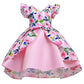 Girls Dress Pink Floral Print Children's Clothing Children's Dress Flying Sleeve Children's Princess Dress 8310