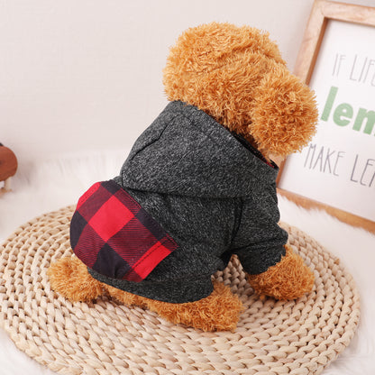 Pet Dog and Cat Clothes Pet Fashion Hoodie with Pockets Grey Plaid HA32107752