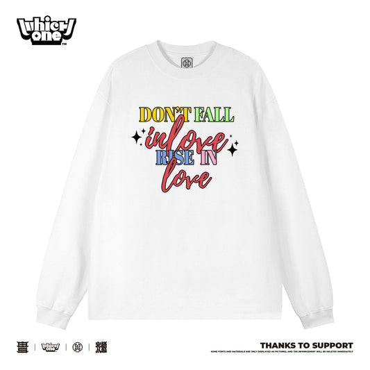 Customized Long Sleeve Round Neckline, don't fall in love, black, white, pure cotton, matching outfits, whatever design you wantDZ2213CX