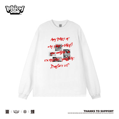 Customized Long Sleeve Round Neckline Face Part, black, white, pure cotton, matching outfits, whatever design you wantDZ2210CX