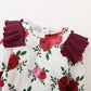 Baby Girls Outfits Red Color Romper Top Rose Print Pants Headband 4Pcs Winter Clothes Set KM32107017