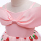 Princess Dress For Girls Strawberry Print Off The Shoulder Gauze Dress Princess One Piece Party Dress ZT-8275