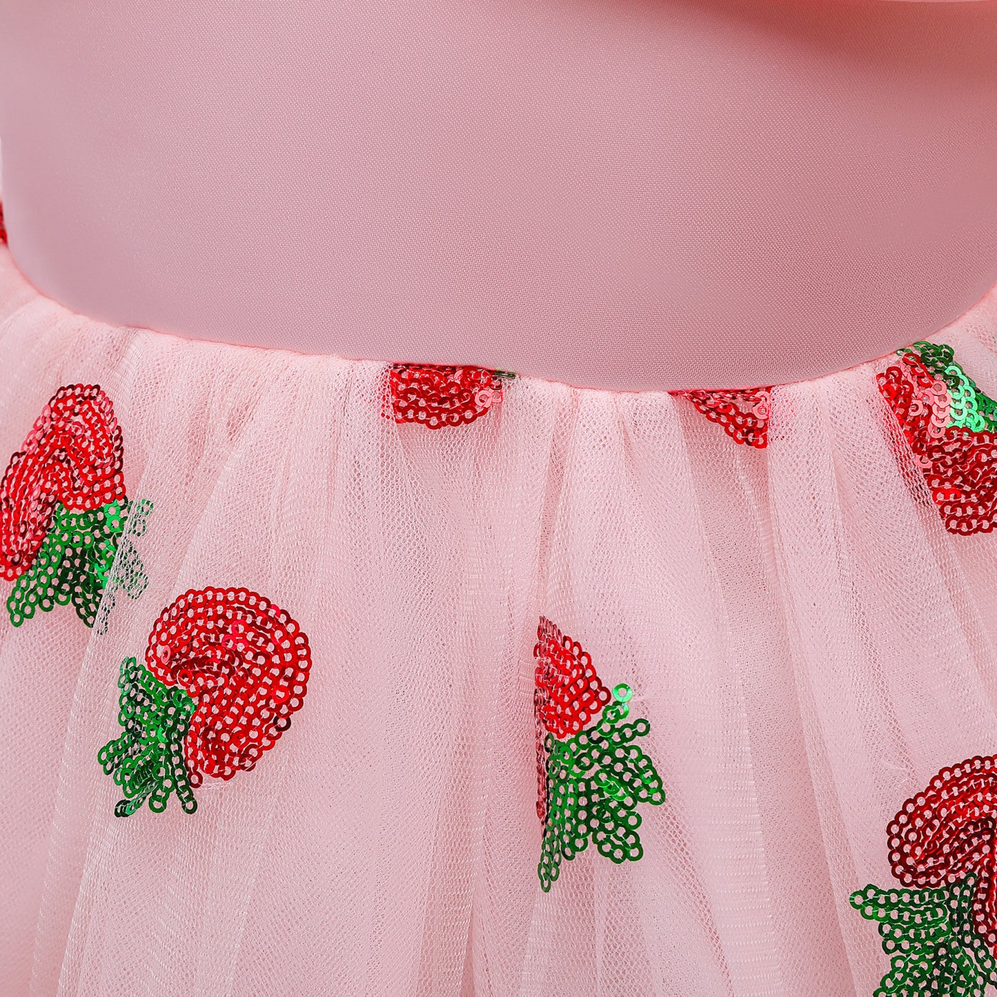 Princess Dress For Girls Strawberry Print Off The Shoulder Gauze Dress Princess One Piece Party Dress ZT-8275