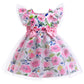 KID FASHION Girls Dress Light Blue New Satin Bow Children's Princess Dress Dress Skirt Gauze Skirt  8315