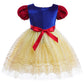 Kids fashion Girls Princess Dress Snow White Bubble Sleeve Gauze Dress 1PCS Princess Dress Blue 8434