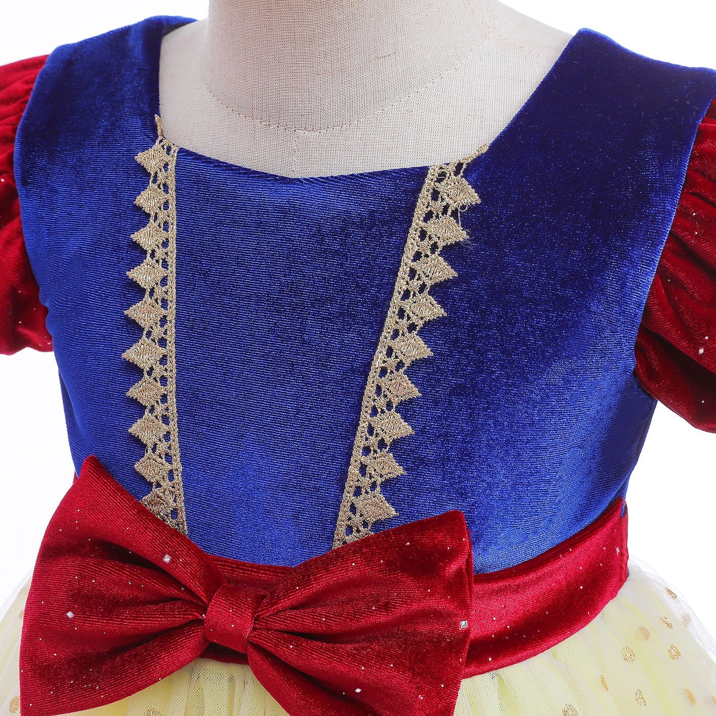 Kids fashion Girls Princess Dress Snow White Bubble Sleeve Gauze Dress 1PCS Princess Dress Blue 8434
