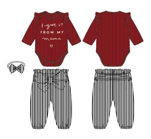 Baby Girls Outfits Red Color Romper Top Text Print Pants Headband 3Pcs Winter Clothes Set 32106027