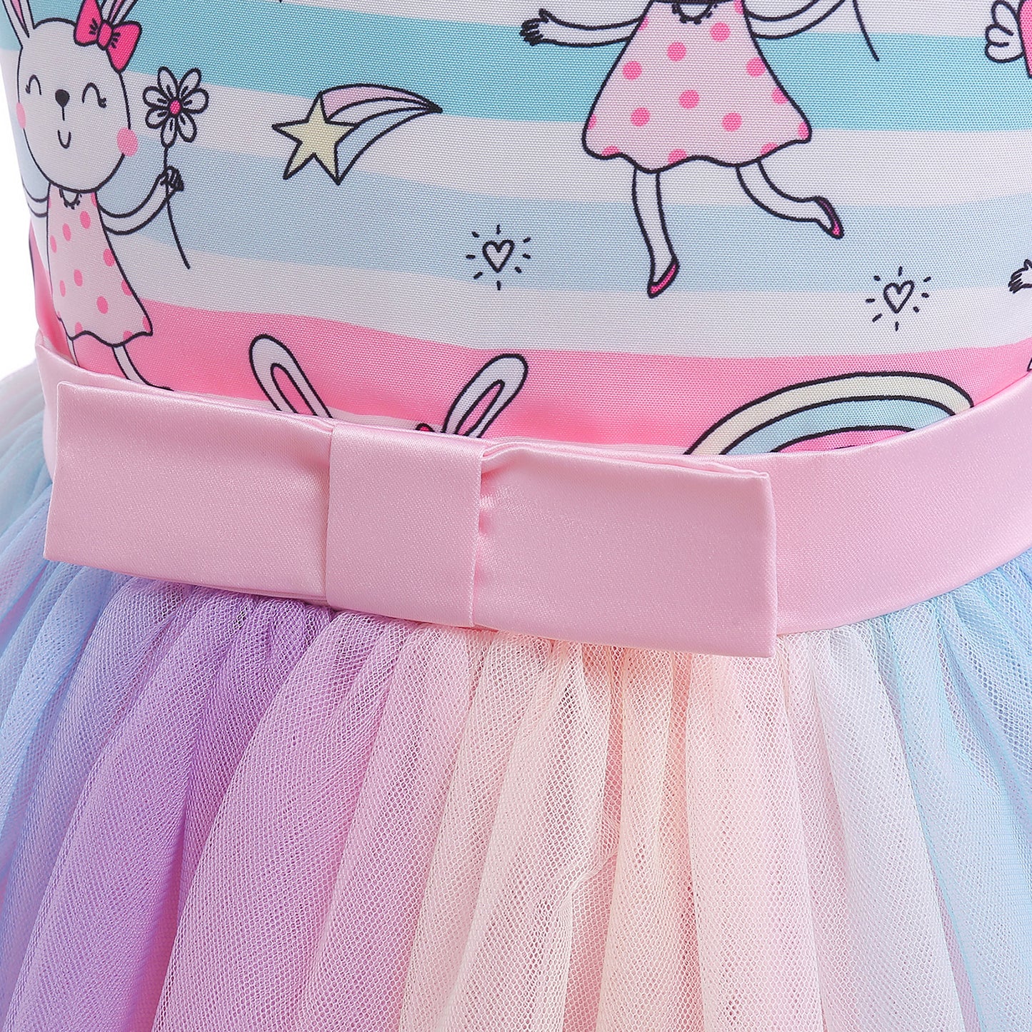 Kids Fashion Princess Dress For Toddler Girls Rainbow Rabbit Gauze Dress One Piece Party Dress ZT-S852