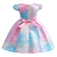 Girls Princess Dress Butterfly Bow Evening Tie-dye Dress One Piece Party Feast Dress ZT-8560