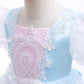 Toddler Baby Girls Princess Dress Bubble Sleeve Round Neck Embroidery Dress 1PCS Princess Dress Blue Z838