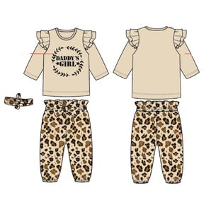 Baby Girls Outfits Solid Color Romper Top Leopard Print Pants Headband 3Pcs Winter Clothes Set 32109022