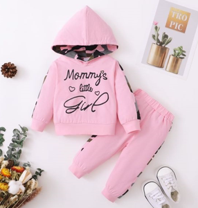 Baby Clothes Baby Outfits Text Print Hoodie Pants 2PCS Black Suit MIO32109001