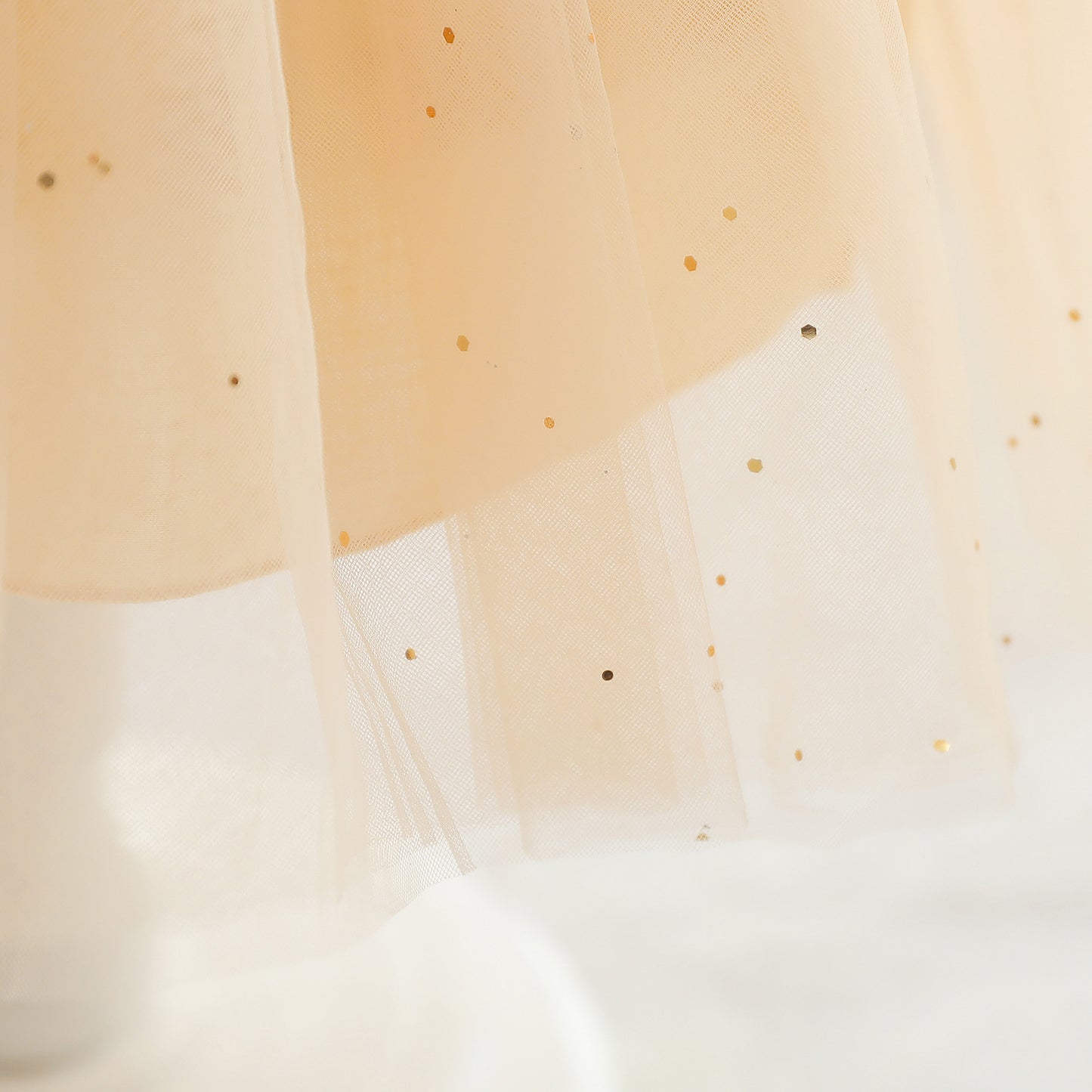 kid fashion Girls Princess Dress Sequins long Sleeve Round Neck Gauze Dress 1PCS Princess Dress Gold C777