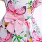 Princess Dress For Girls Butterfly Floral Bow Ruffle Sleeve Dress One Piece Party Dress Pink ZT-8562