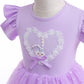 Kids fashion Princess Dress For Girls Rabbit Print Gauze Sleeveless Dress One Piece Party Dress Purple ZT-S850