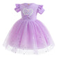 Kids fashion Princess Dress For Girls Rabbit Print Gauze Sleeveless Dress One Piece Party Dress Purple ZT-S850