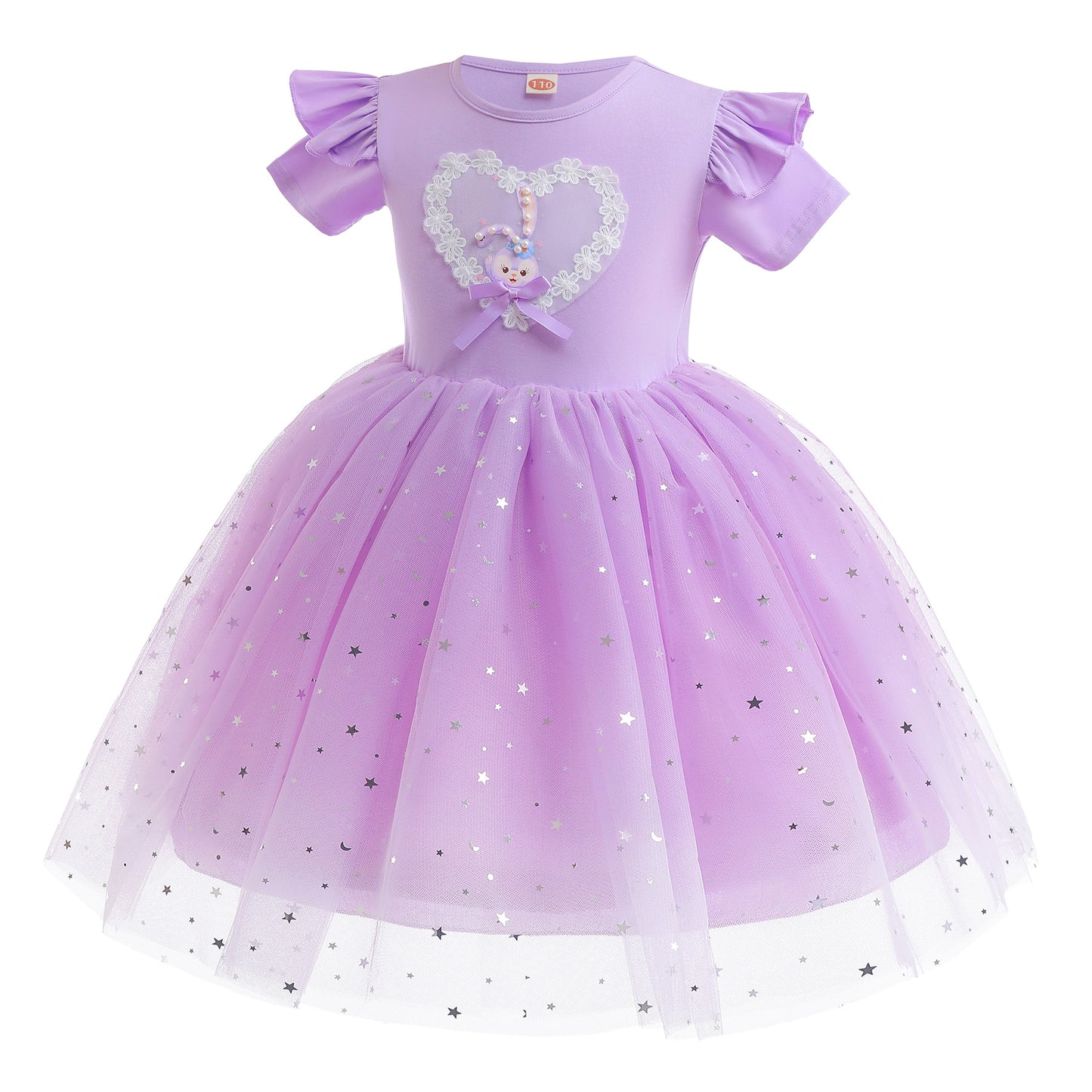 Kids fashion Princess Dress For Girls Rabbit Print Gauze Sleeveless Dress One Piece Party Dress Purple ZT-S850