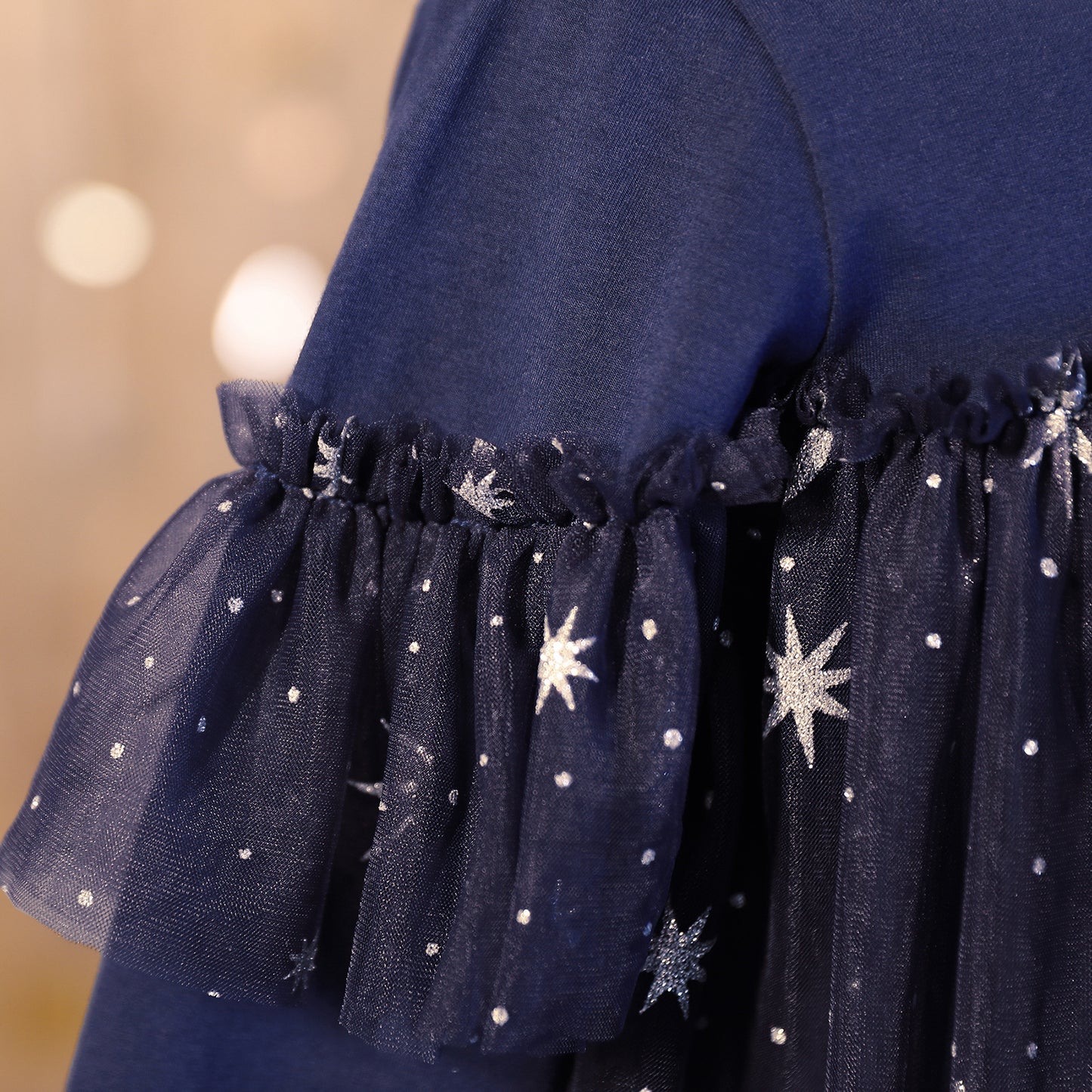 Kids Fashion Princess Dress Girls Star Sequins Long Sleeve Winter Gauze Performance Dress One Piece Party Dress C875
